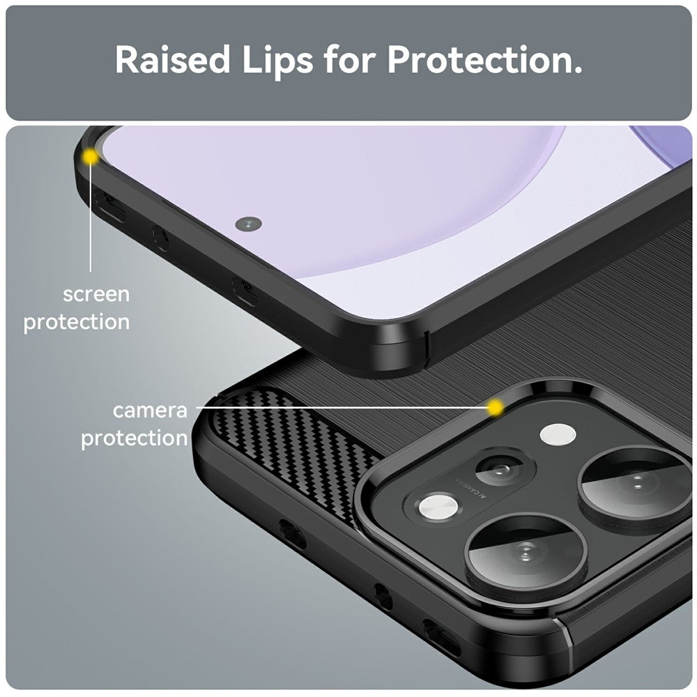 For Oppo Reno14 Pro 5G (Global) Case Protective Phone Cover Carbon Fiber Texture Brushed - Black