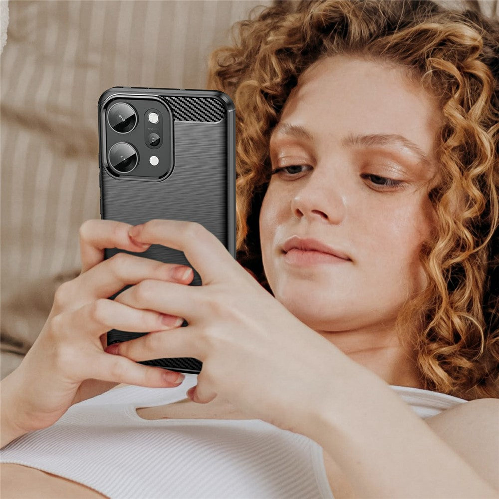 For Oppo Reno14 Pro 5G (Global) Case Protective Phone Cover Carbon Fiber Texture Brushed - Black