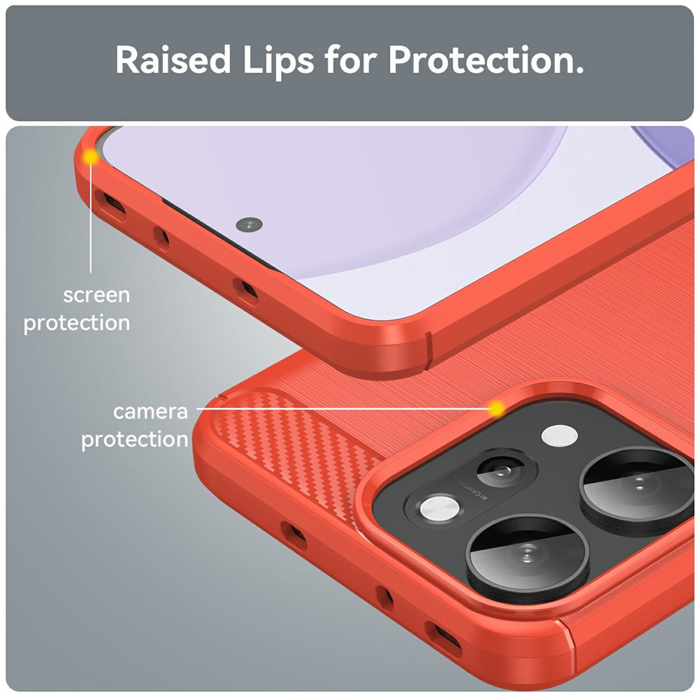For Oppo Reno14 Pro 5G (Global) Case Protective Phone Cover Carbon Fiber Texture Brushed - Red