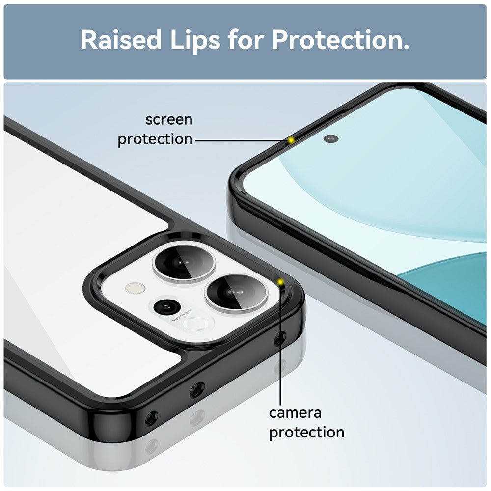 For Oppo Reno14 5G (Global) / Reno14 F 5G Case TPU + Acrylic Protective Clear Phone Cover - Black