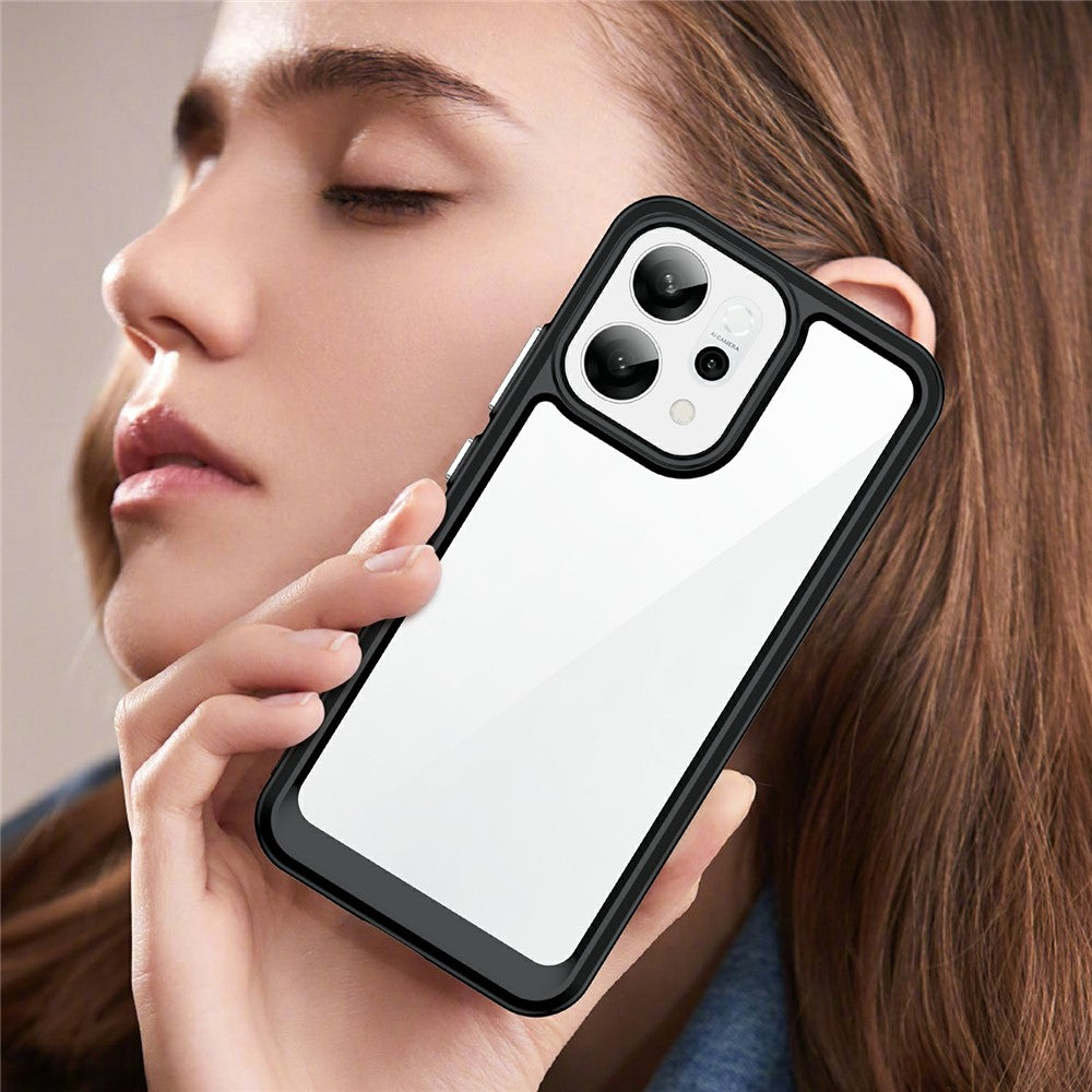 For Oppo Reno14 5G (Global) / Reno14 F 5G Case TPU + Acrylic Protective Clear Phone Cover - Black