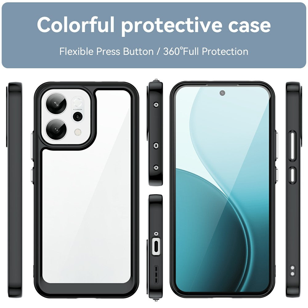 For Oppo Reno14 5G (Global) / Reno14 F 5G Case TPU + Acrylic Protective Clear Phone Cover - Black
