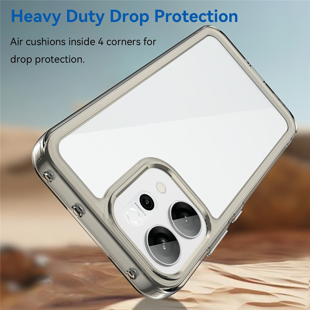 For Oppo Reno14 5G (Global) / Reno14 F 5G Case TPU + Acrylic Protective Clear Phone Cover - Transparent Grey