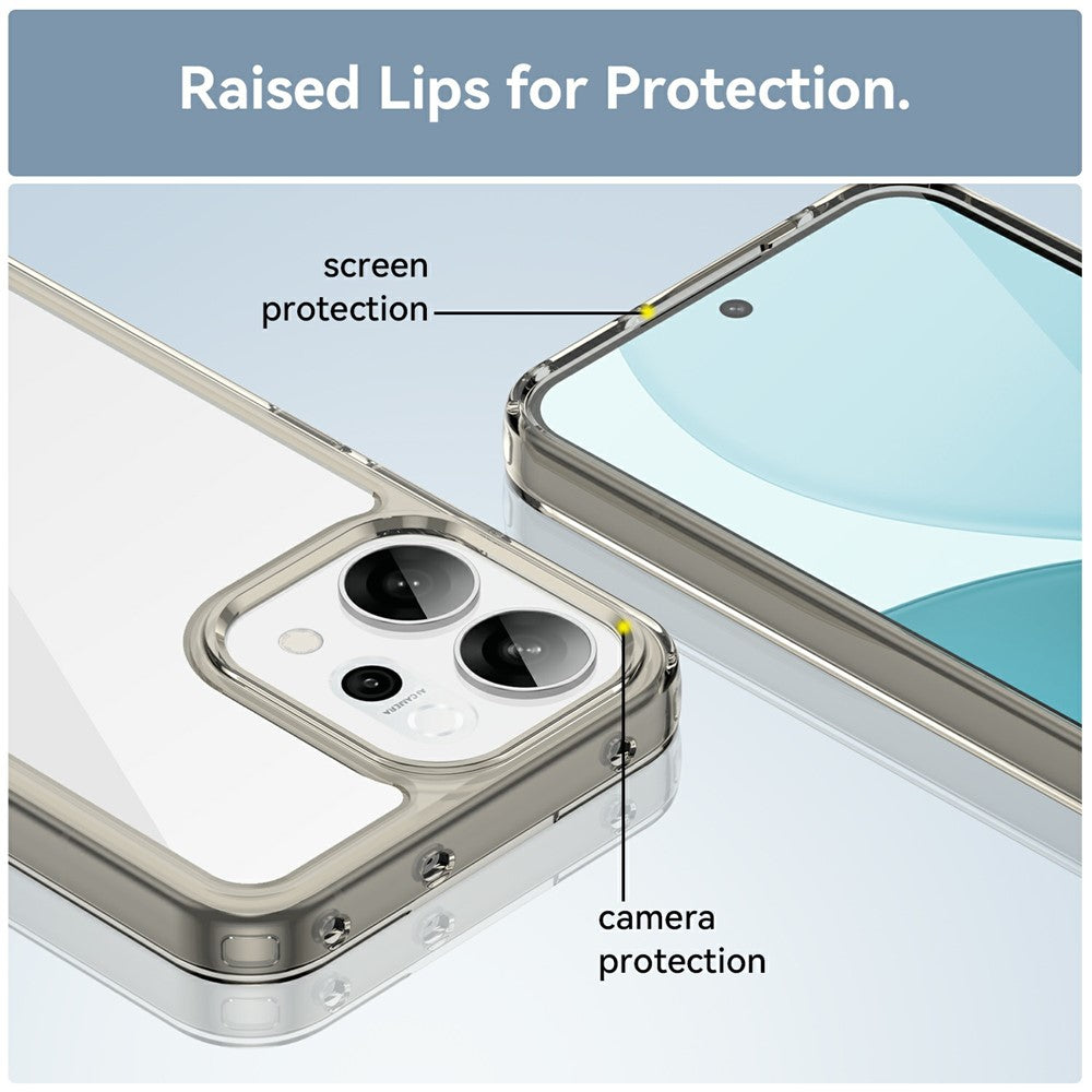 For Oppo Reno14 5G (Global) / Reno14 F 5G Case TPU + Acrylic Protective Clear Phone Cover - Transparent Grey