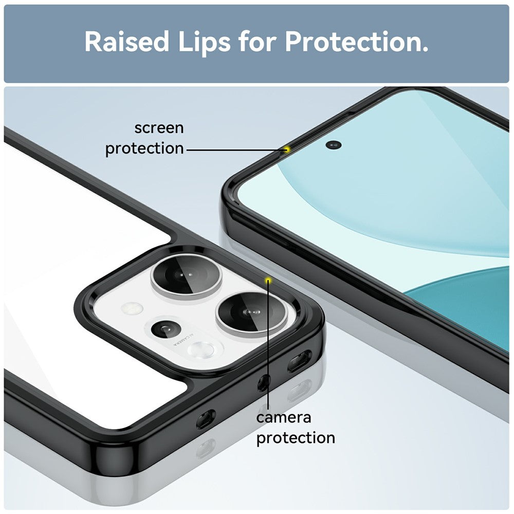 For Oppo Reno14 Pro 5G (Global) Case TPU + Acrylic Protective Clear Phone Cover - Black