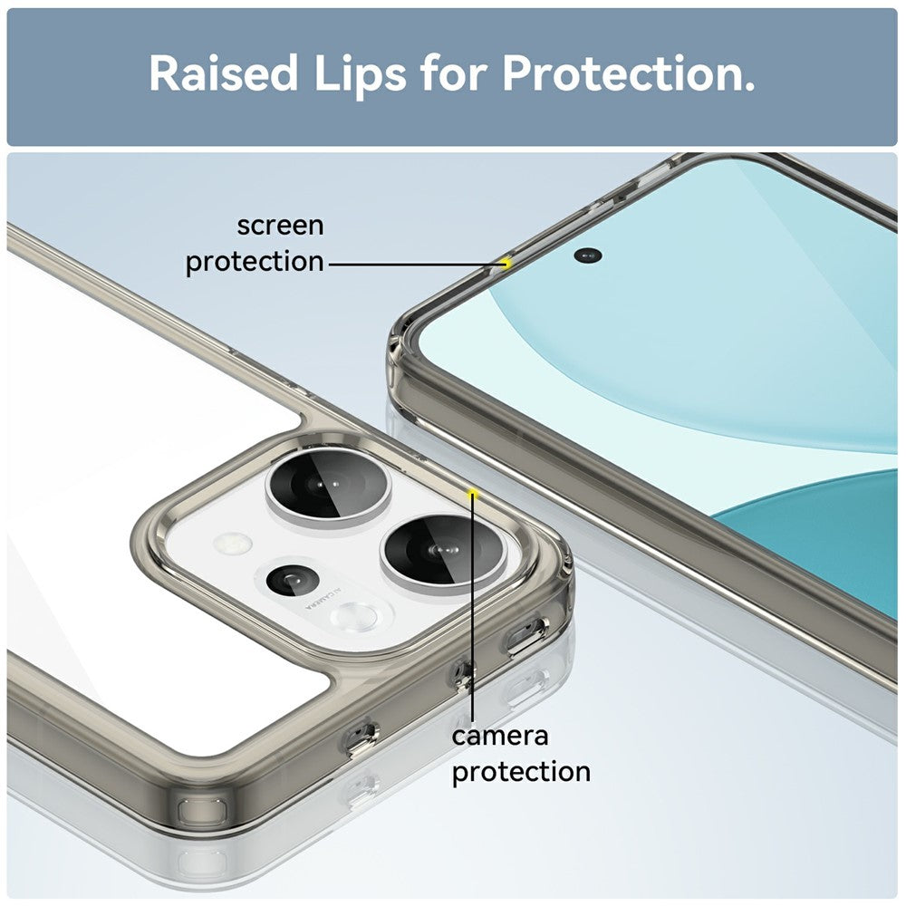 For Oppo Reno14 Pro 5G (Global) Case TPU + Acrylic Protective Clear Phone Cover - Transparent Grey