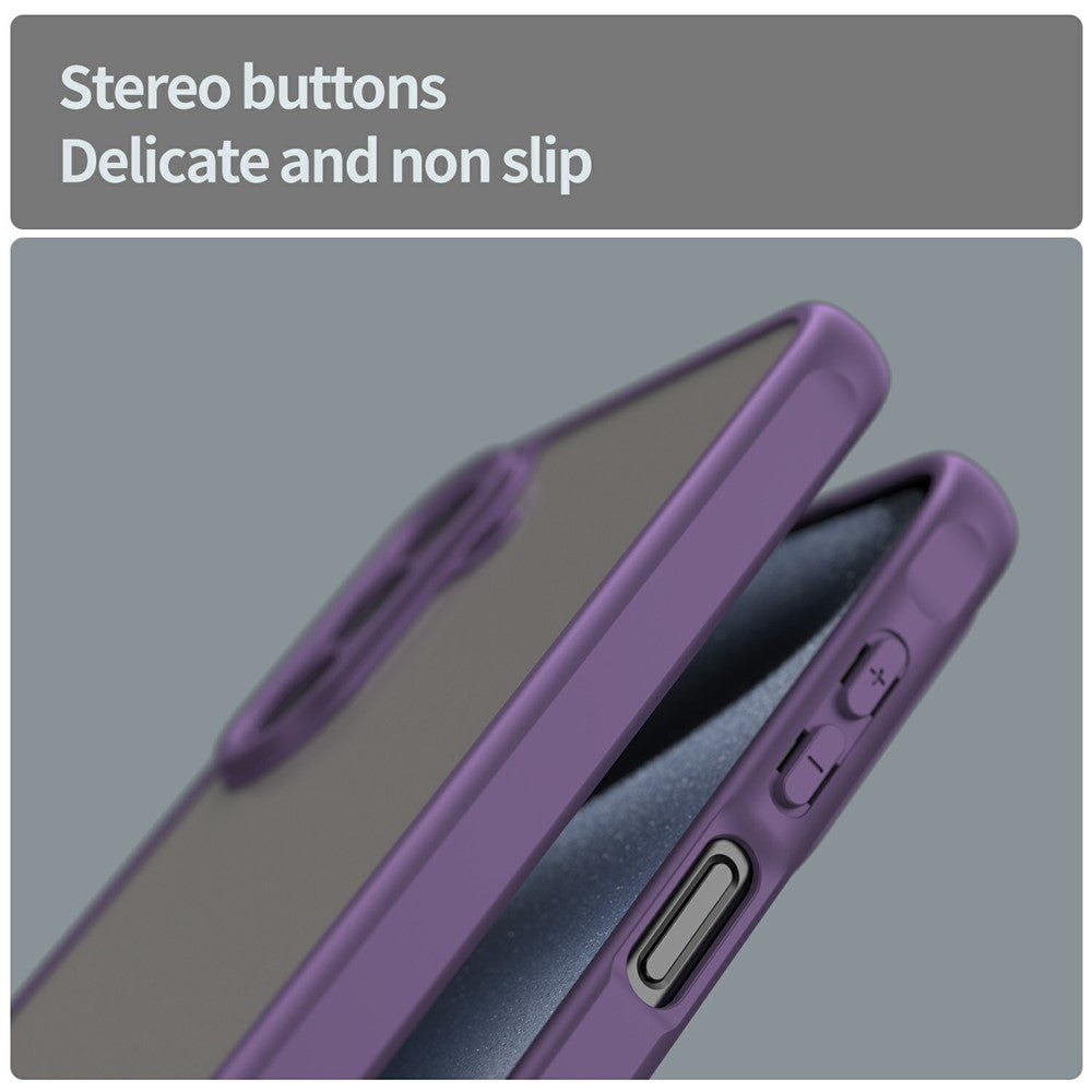 For Samsung Galaxy A17 5G Case Drop Proof Airbags Frosted Translucent PC + TPU Phone Back Cover - Purple