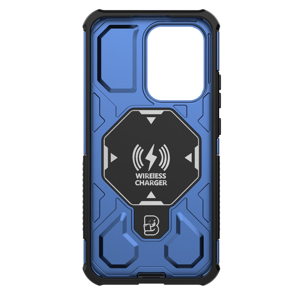 For Oppo Reno13 5G (Global) Magnetic Case Rotating Metal Kickstand PC + TPU Phone Back Cover - Dark Blue