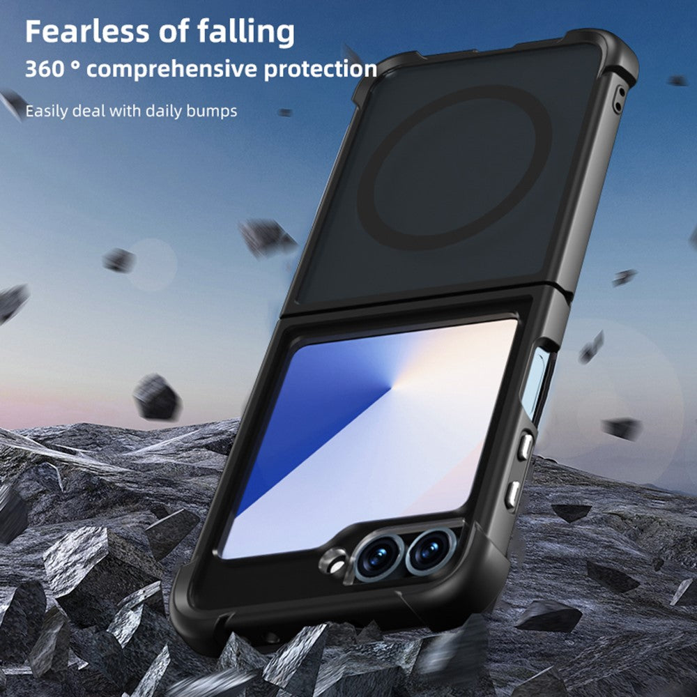 For Samsung Galaxy Z Flip7 FE 5G / Z Flip6 5G Magnetic Case Shockproof Matte PC + TPU Phone Cover - Blue