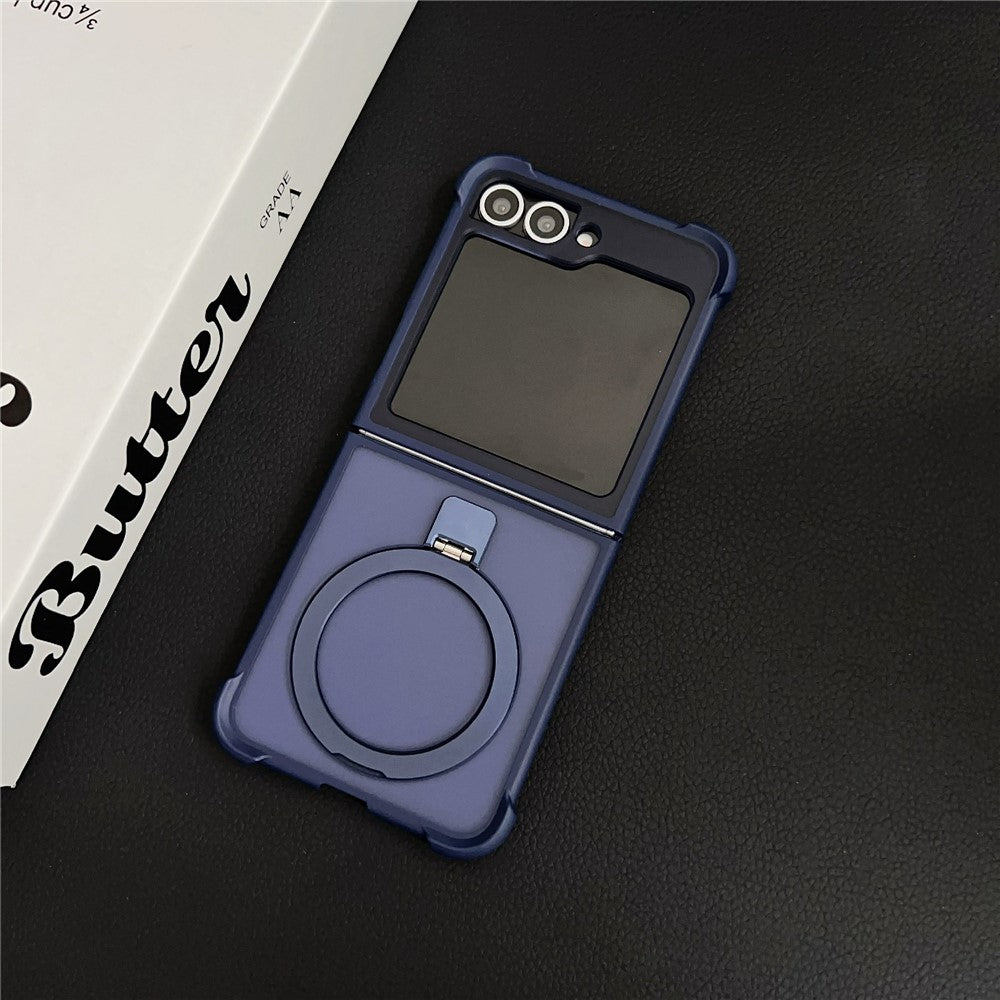 For Samsung Galaxy Z Flip7 FE 5G / Z Flip6 5G Magnetic Case Kickstand Shockproof Matte PC + TPU Phone Cover - Blue