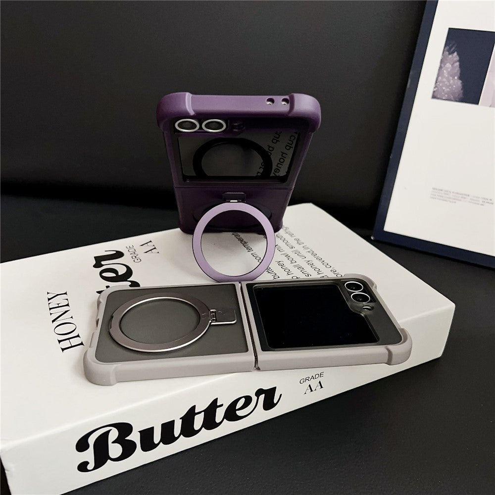For Samsung Galaxy Z Flip7 FE 5G / Z Flip6 5G Magnetic Case Kickstand Shockproof Matte PC + TPU Phone Cover - Purple
