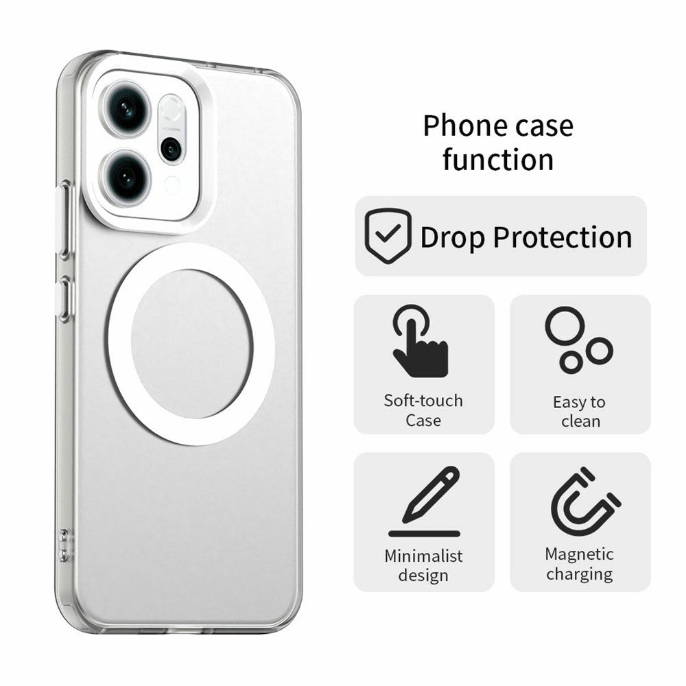 For Oppo Reno14 5G (Global) Case Compatible with MagSafe Anti Drop Hybrid Phone Back Cover - White