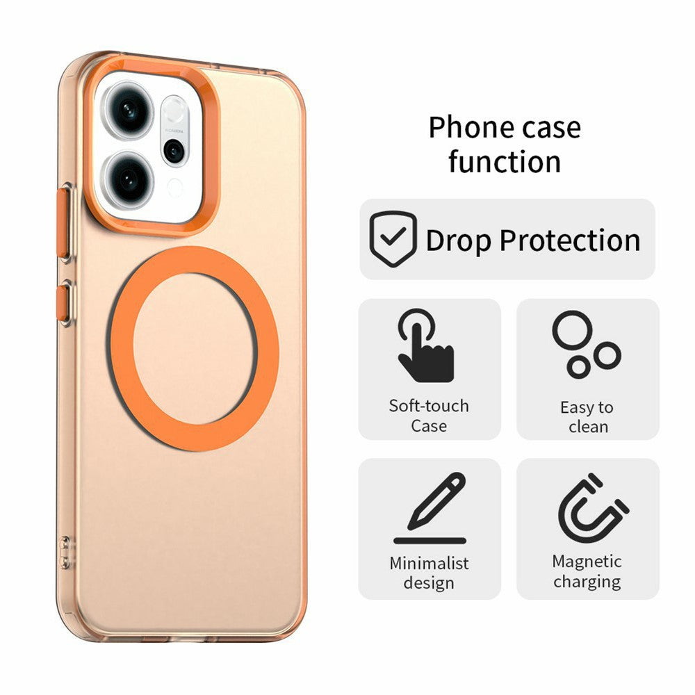 For Oppo Reno14 5G (Global) Case Compatible with MagSafe Anti Drop Hybrid Phone Back Cover - Orange