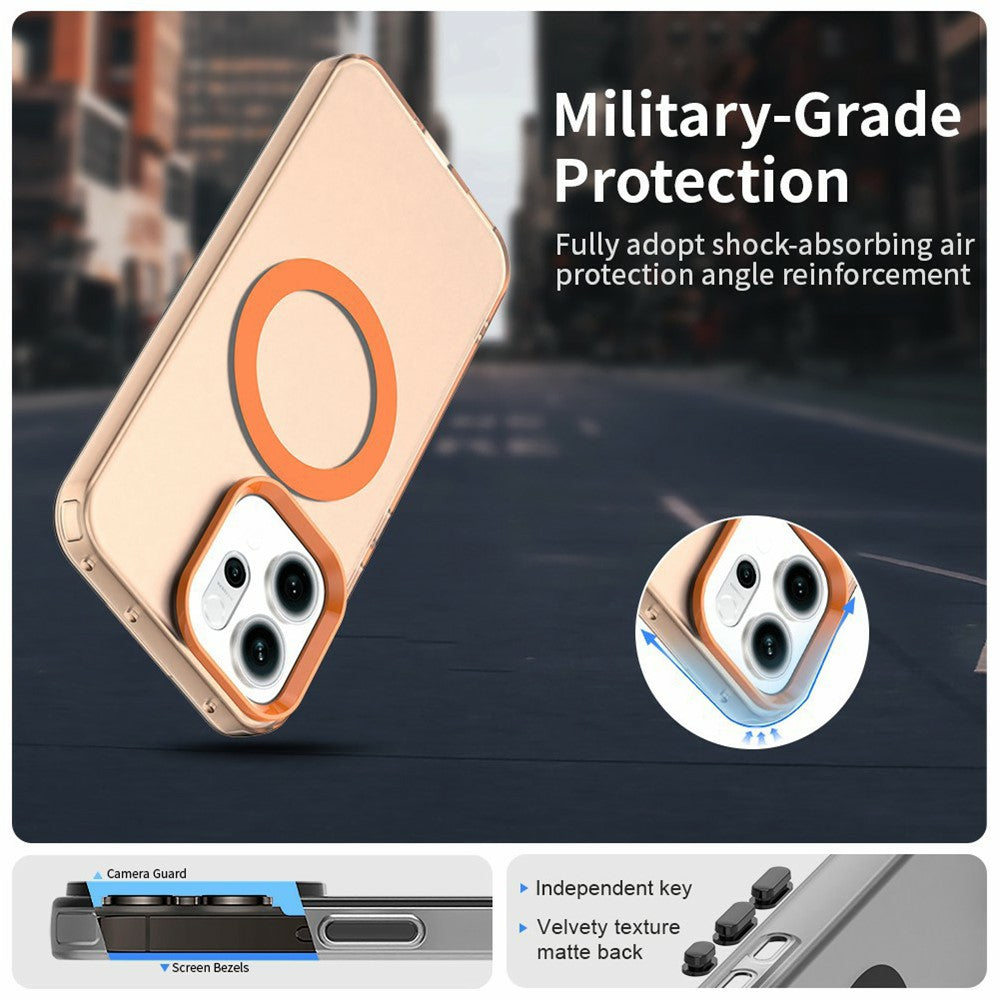 For Oppo Reno14 5G (Global) Case Compatible with MagSafe Anti Drop Hybrid Phone Back Cover - Orange