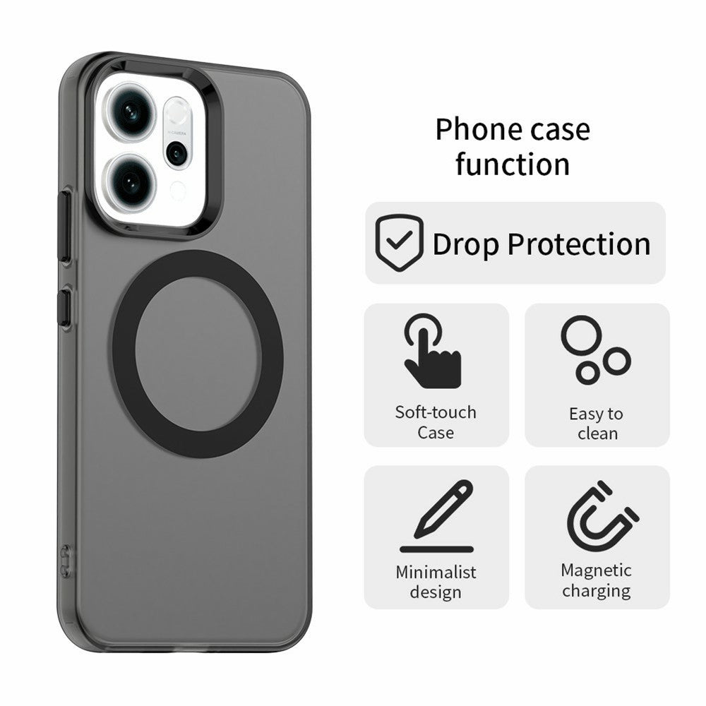 For Oppo Reno14 5G (Global) Case Compatible with MagSafe Anti Drop Hybrid Phone Back Cover - Black