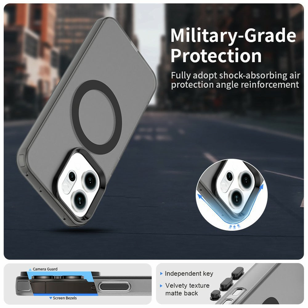 For Oppo Reno14 5G (Global) Case Compatible with MagSafe Anti Drop Hybrid Phone Back Cover - Black