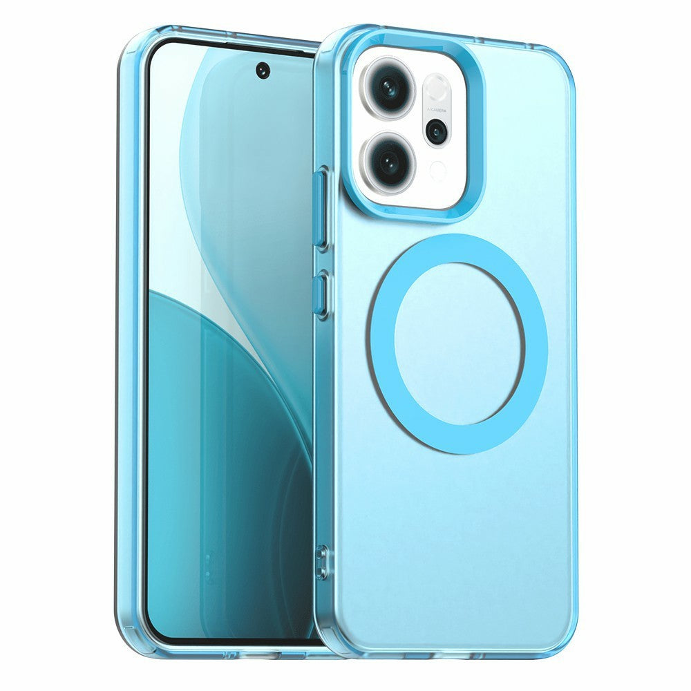 For Oppo Reno14 5G (Global) Case Compatible with MagSafe Anti Drop Hybrid Phone Back Cover - Blue