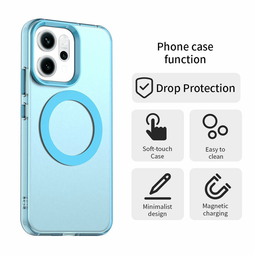 For Oppo Reno14 5G (Global) Case Compatible with MagSafe Anti Drop Hybrid Phone Back Cover - Blue