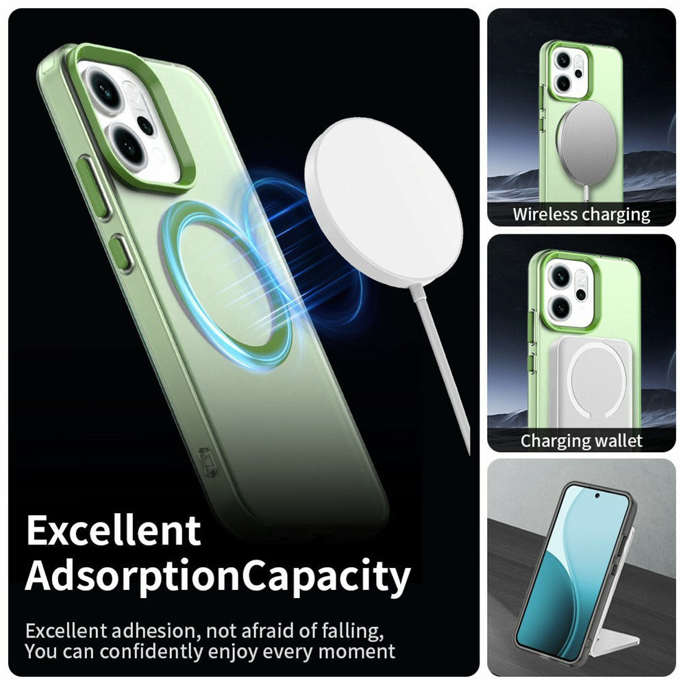 For Oppo Reno14 5G (Global) Case Compatible with MagSafe Anti Drop Hybrid Phone Back Cover - Green