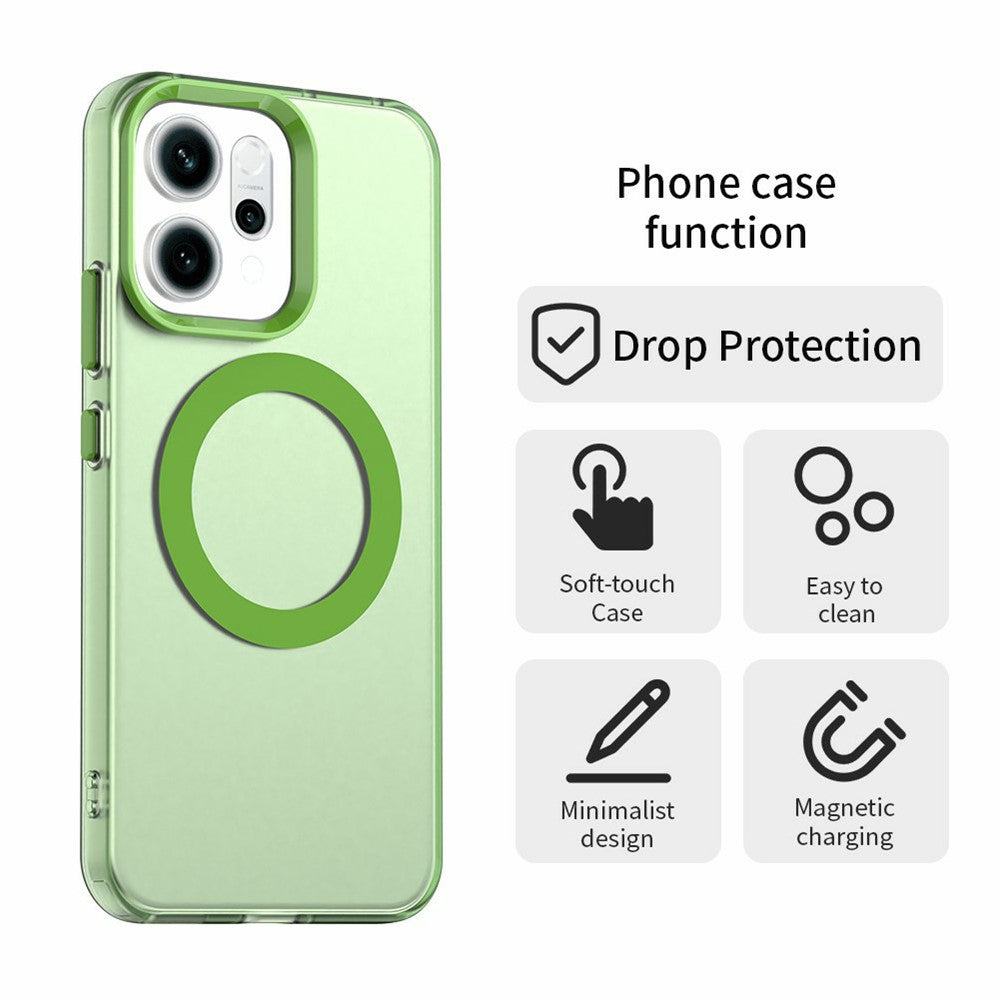 For Oppo Reno14 5G (Global) Case Compatible with MagSafe Anti Drop Hybrid Phone Back Cover - Green