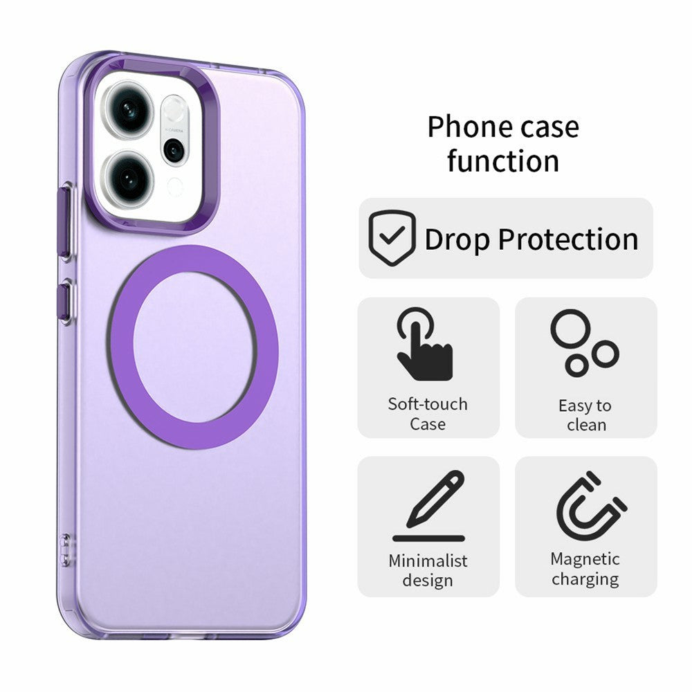 For Oppo Reno14 5G (Global) Case Compatible with MagSafe Anti Drop Hybrid Phone Back Cover - Purple