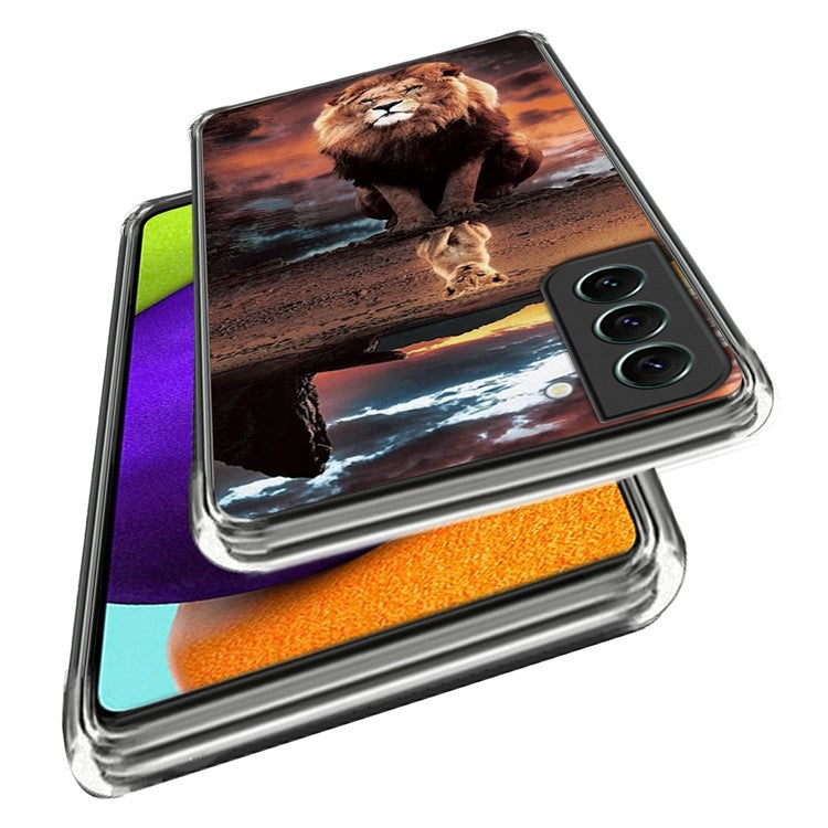 For Samsung Galaxy S23 Stylish IMD Pattern Printing Anti-scratch Case Flexible TPU Drop-proof Cover - Lion