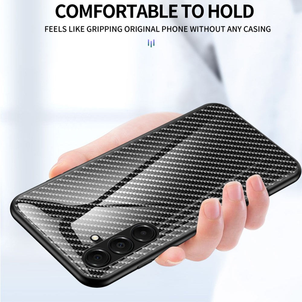 For Samsung Galaxy A17 5G Case Tempered Glass Shockproof Phone Cover - Black Fiber