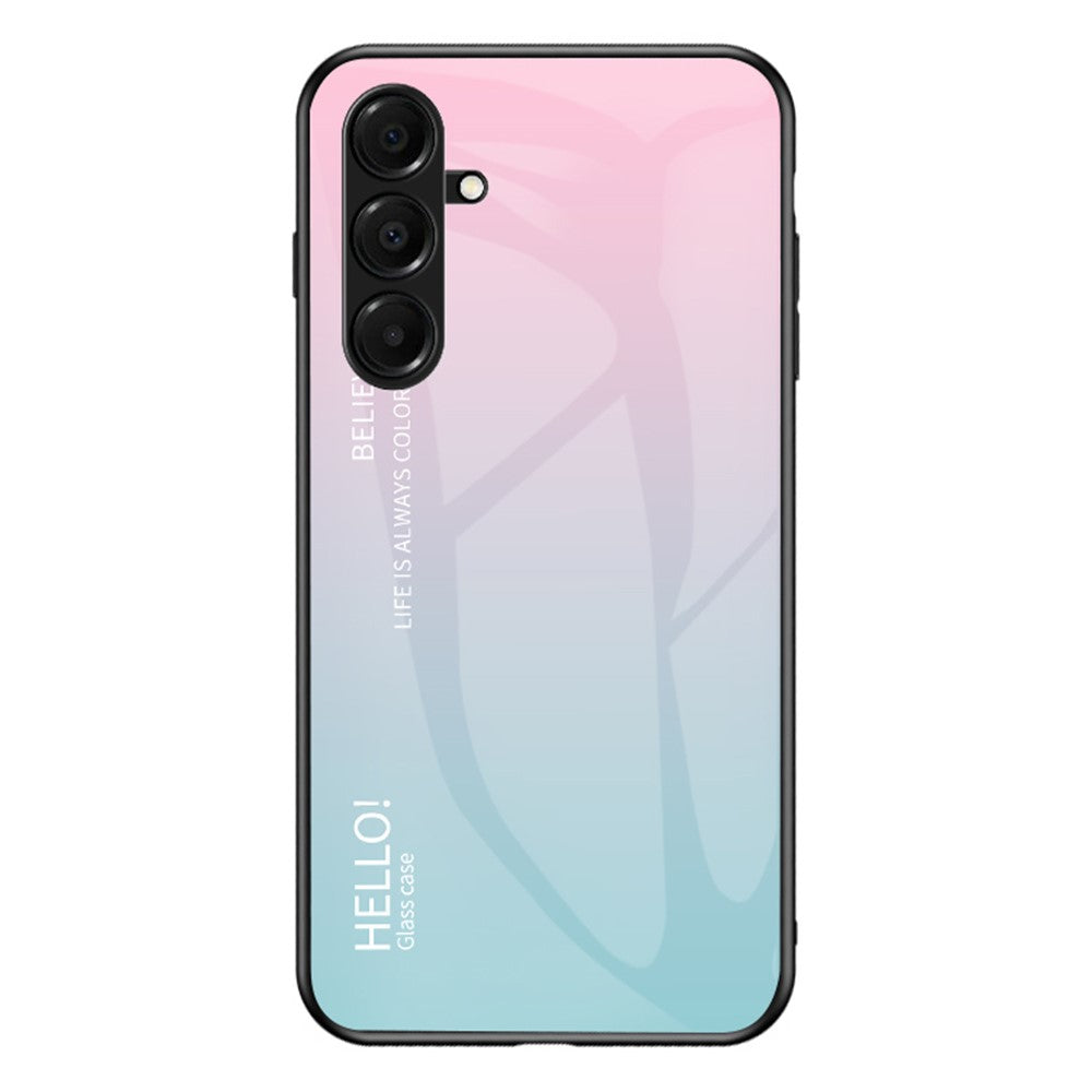 For Samsung Galaxy A17 5G Case Anti-Scratch Tempered Glass + PC + TPU Phone Cover - Gradient Pink Blue