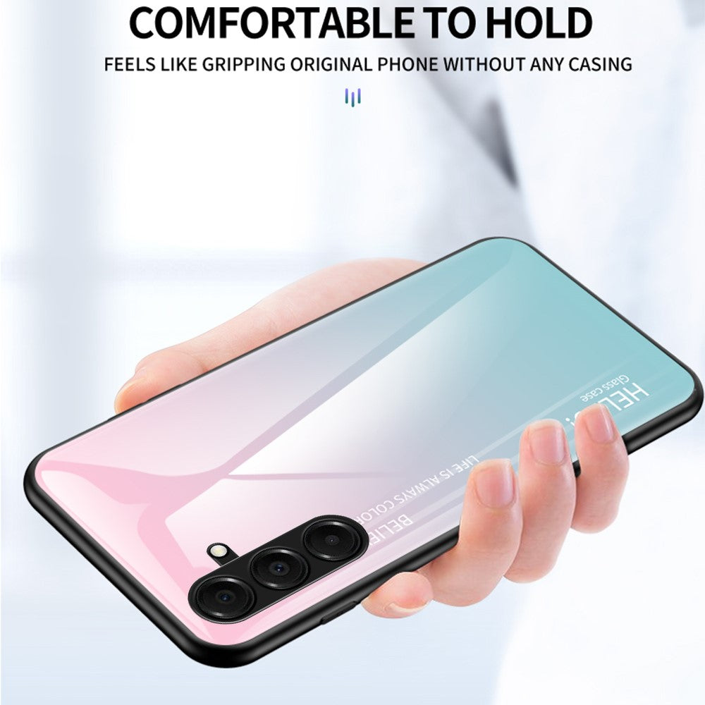For Samsung Galaxy A17 5G Case Anti-Scratch Tempered Glass + PC + TPU Phone Cover - Gradient Rose