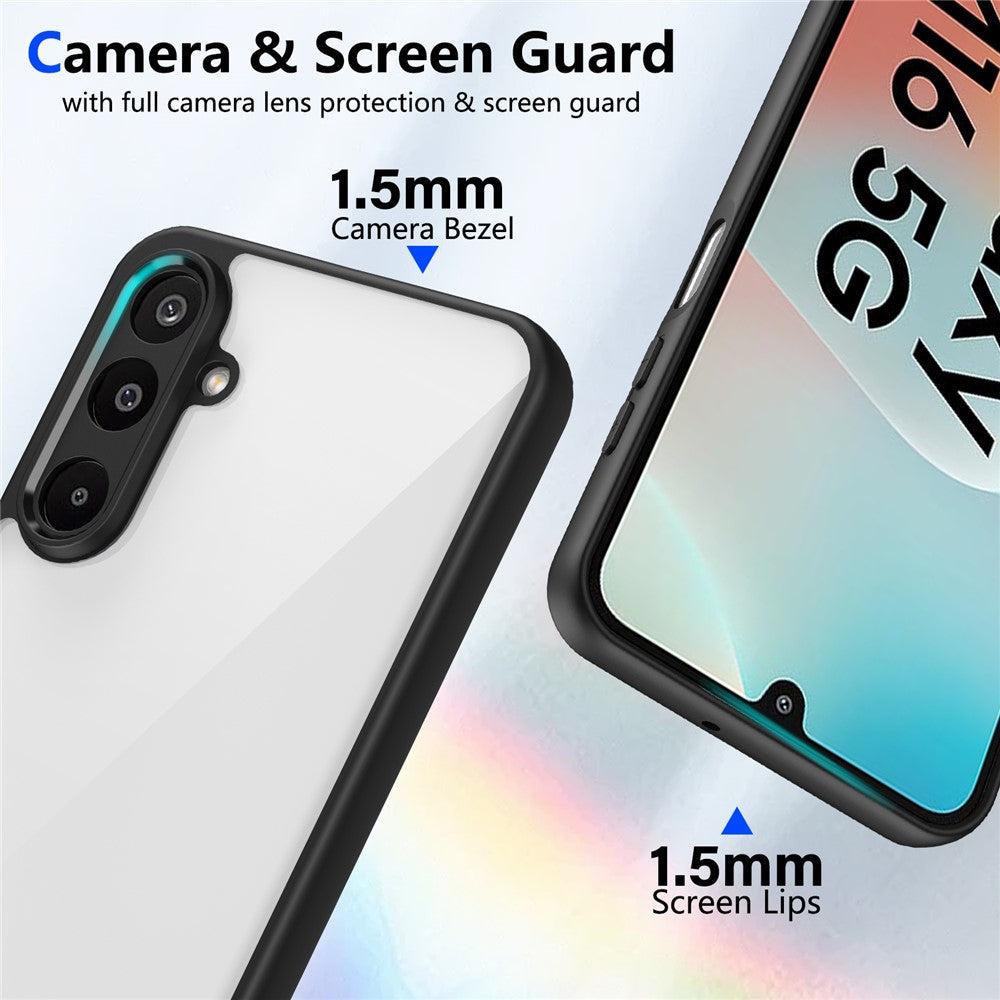 For Samsung Galaxy M16 5G / F16 5G Case Matte Skin Touch Clear PC + TPU Shockproof Phone Back Cover - Black