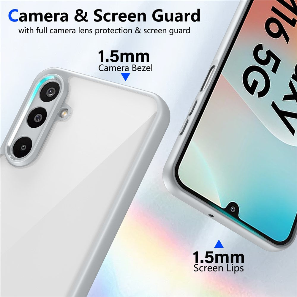 For Samsung Galaxy M16 5G / F16 5G Case Matte Skin Touch Clear PC + TPU Shockproof Phone Back Cover - Grey