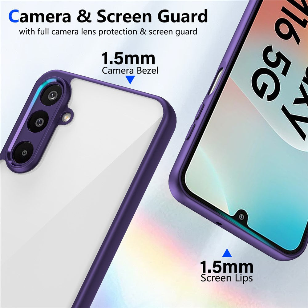 For Samsung Galaxy M16 5G / F16 5G Case Matte Skin Touch Clear PC + TPU Shockproof Phone Back Cover - Purple