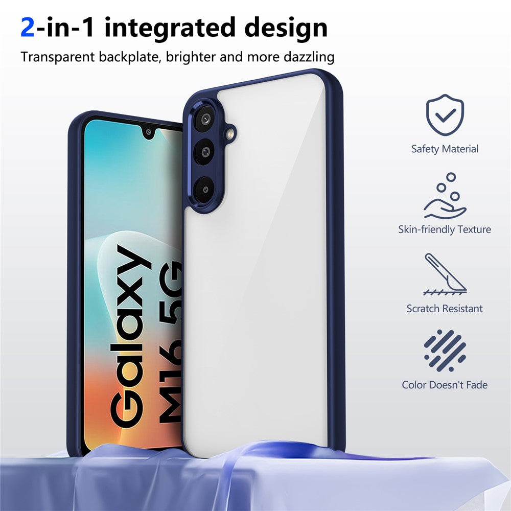 For Samsung Galaxy M16 5G / F16 5G Case Matte Skin Touch Clear PC + TPU Shockproof Phone Back Cover - Blue