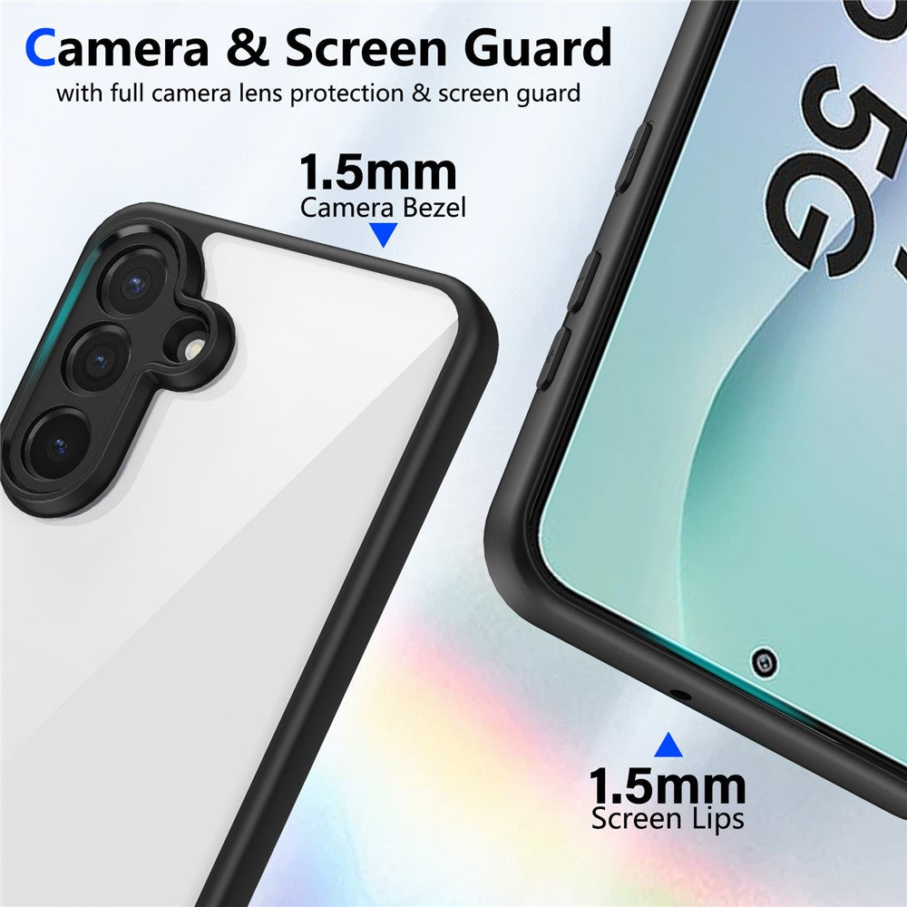 For Samsung Galaxy M56 5G Case Matte Skin Touch Clear PC + TPU Shockproof Phone Back Cover - Black
