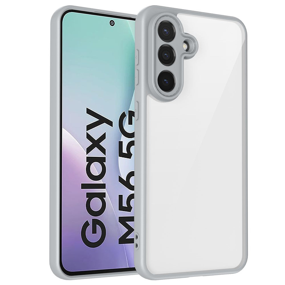 For Samsung Galaxy M56 5G Case Matte Skin Touch Clear PC + TPU Shockproof Phone Back Cover - Grey