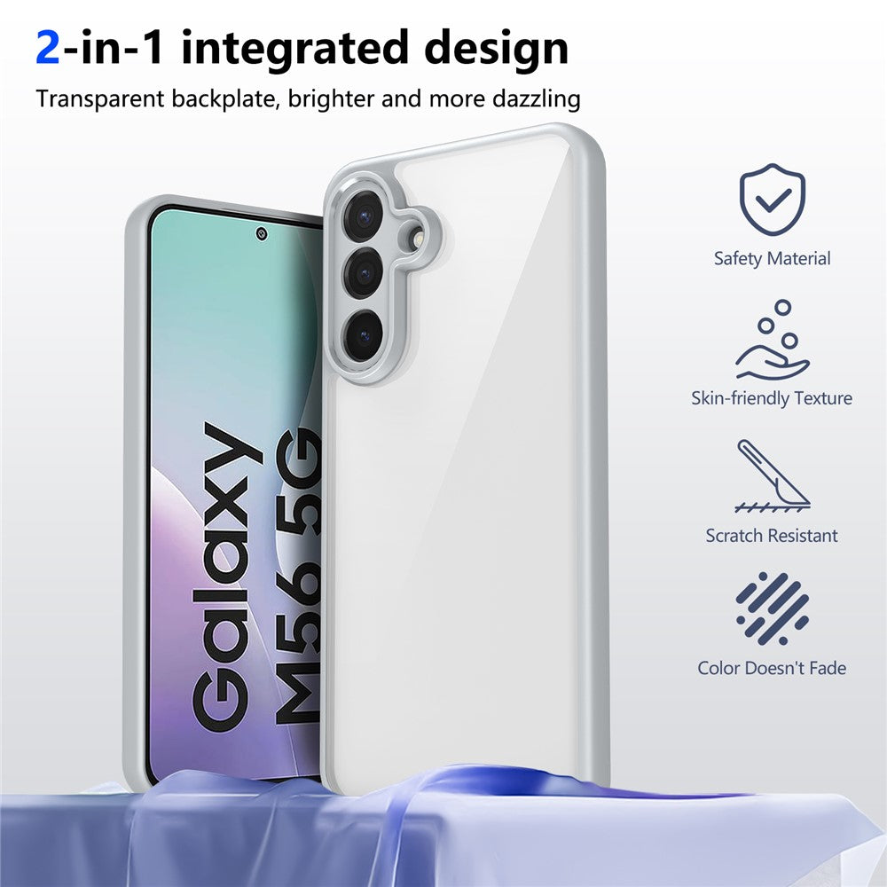 For Samsung Galaxy M56 5G Case Matte Skin Touch Clear PC + TPU Shockproof Phone Back Cover - Grey