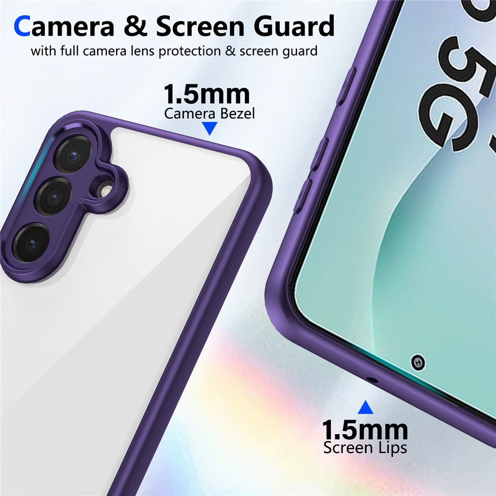For Samsung Galaxy M56 5G Case Matte Skin Touch Clear PC + TPU Shockproof Phone Back Cover - Purple