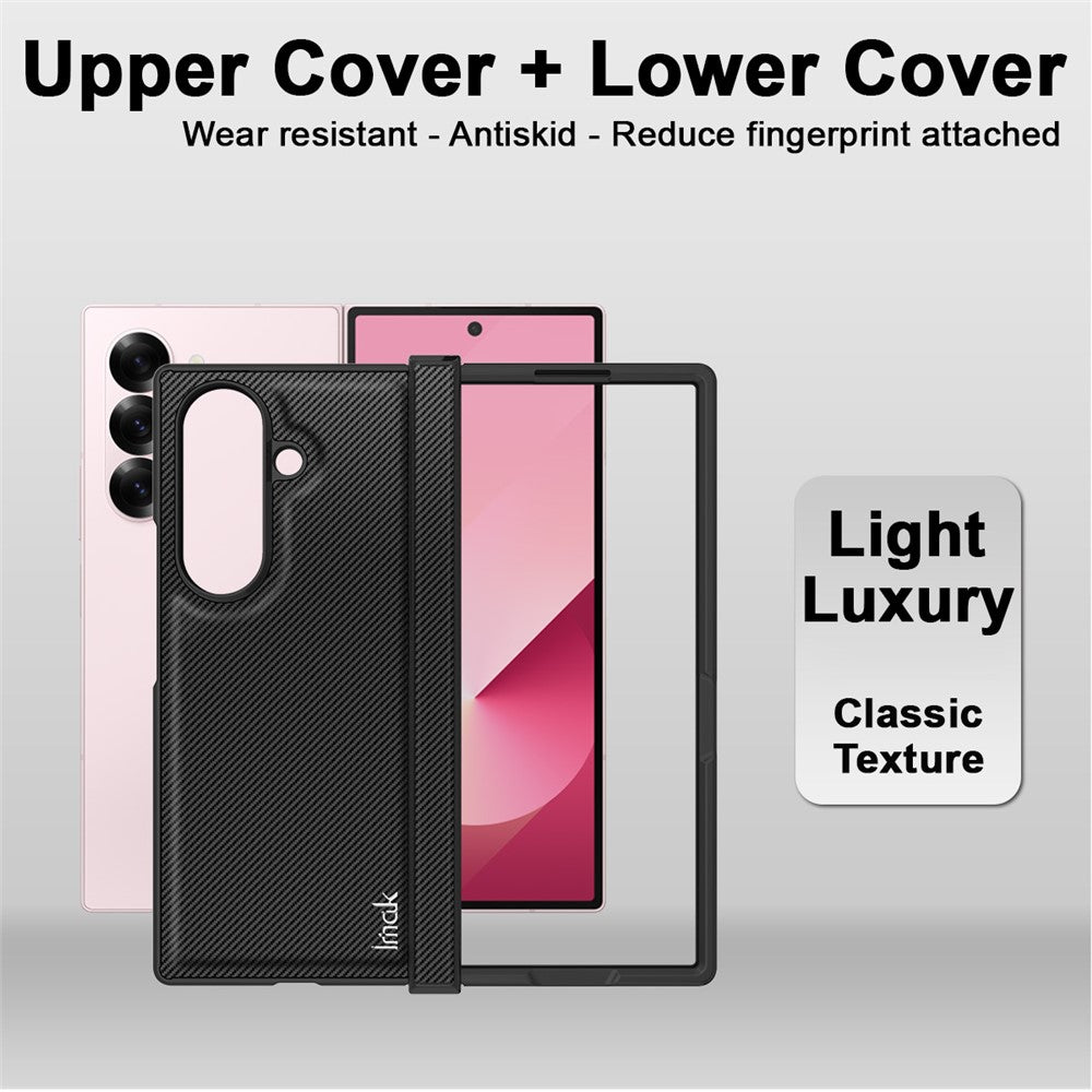 IMAK Ruiyi Series for Samsung Galaxy Z Fold7 5G Case Carbon Fiber Texture Leather + PC Phone Cover