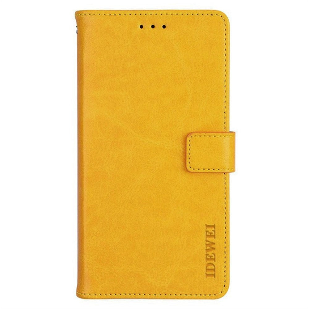 IDEWEI For iPhone 17 Pro Max Stand Case Crazy Horse Texture Leather Phone Cover - Yellow