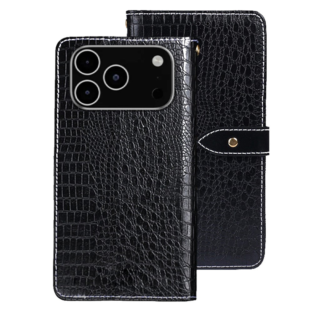 IDEWEI For iPhone 17 Pro Max Case Crocodile Texture PU Leather Flip Phone Cover - Black
