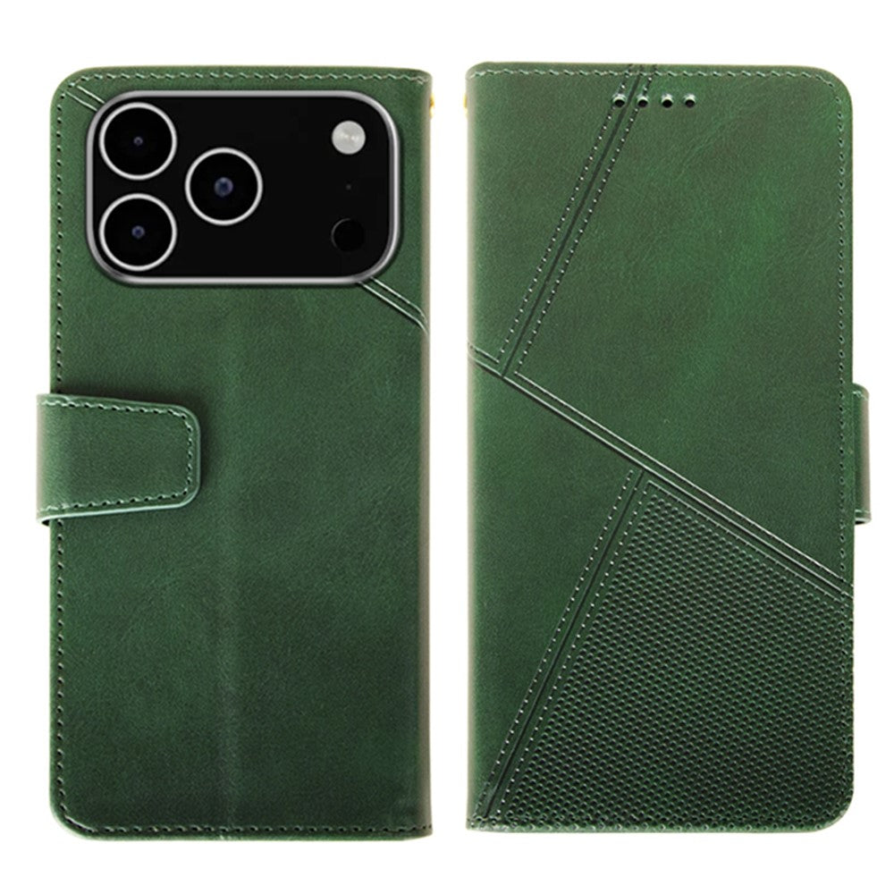 IDEWEI For iPhone 17 Pro Max Case Leather Wallet Phone Cover Stand Calf Texture - Green