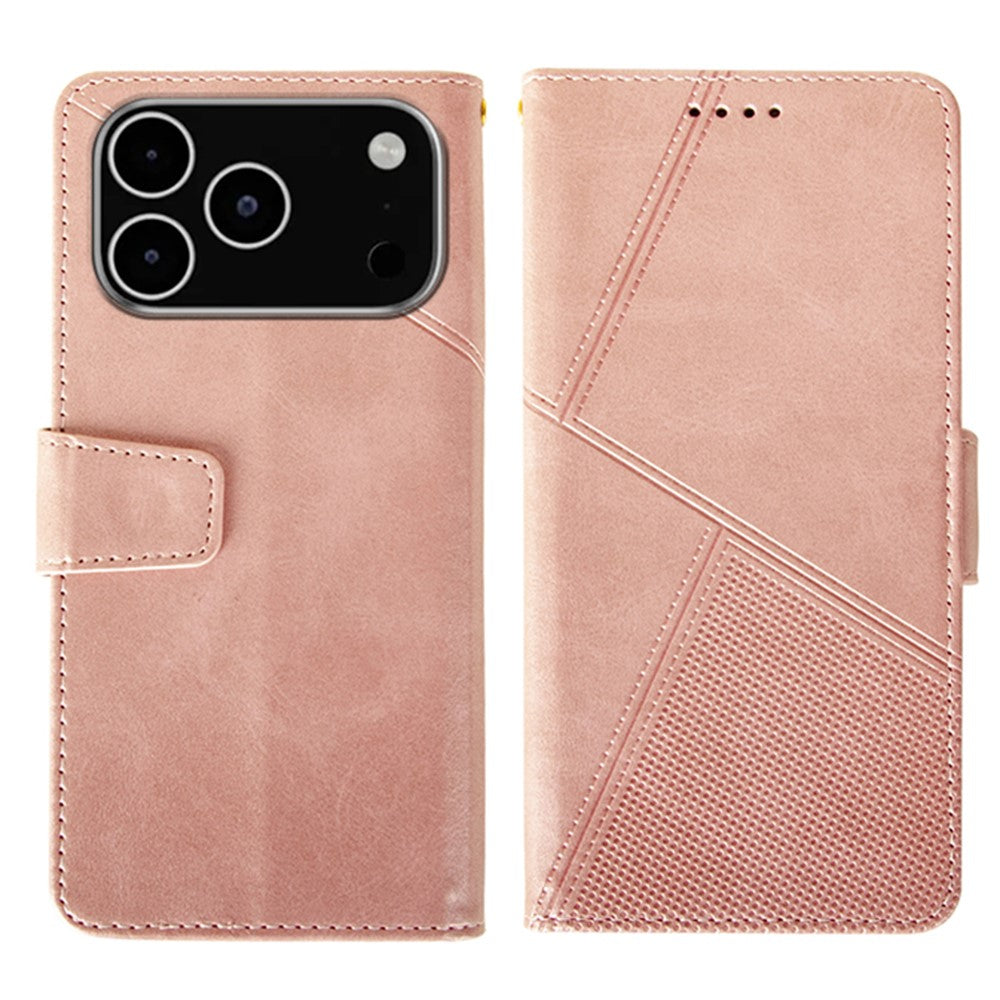 IDEWEI For iPhone 17 Pro Max Case Leather Wallet Phone Cover Stand Calf Texture - Pink