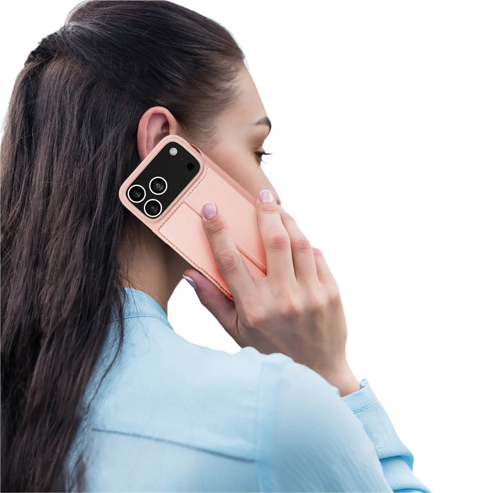 For iPhone 17 Pro Max Case DUX DUCIS Skin Pro Series Leather Cover Card Holder - Pink