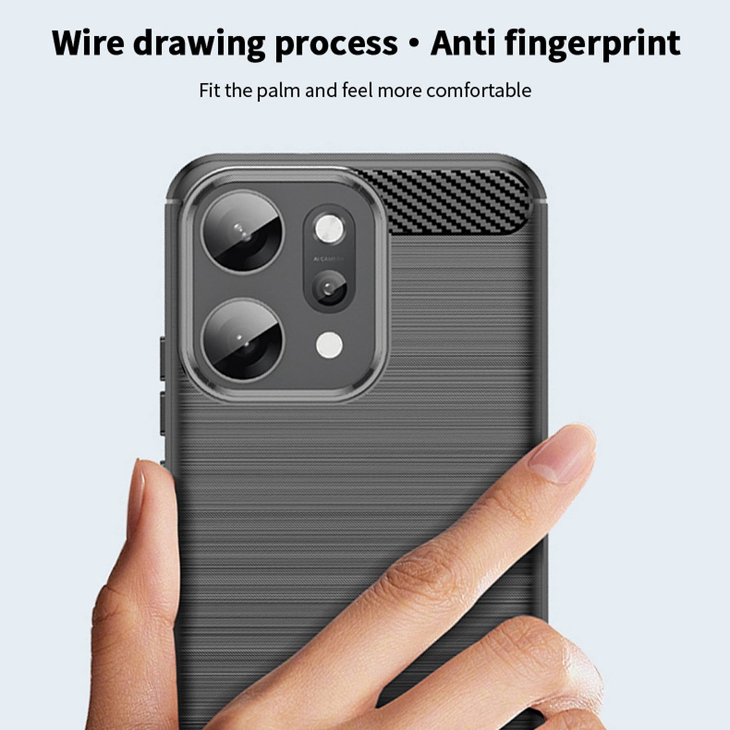 For Oppo Reno14 5G (Global) Back Cover MOFI Brushed Texture Carbon Fiber Soft TPU Case - Black