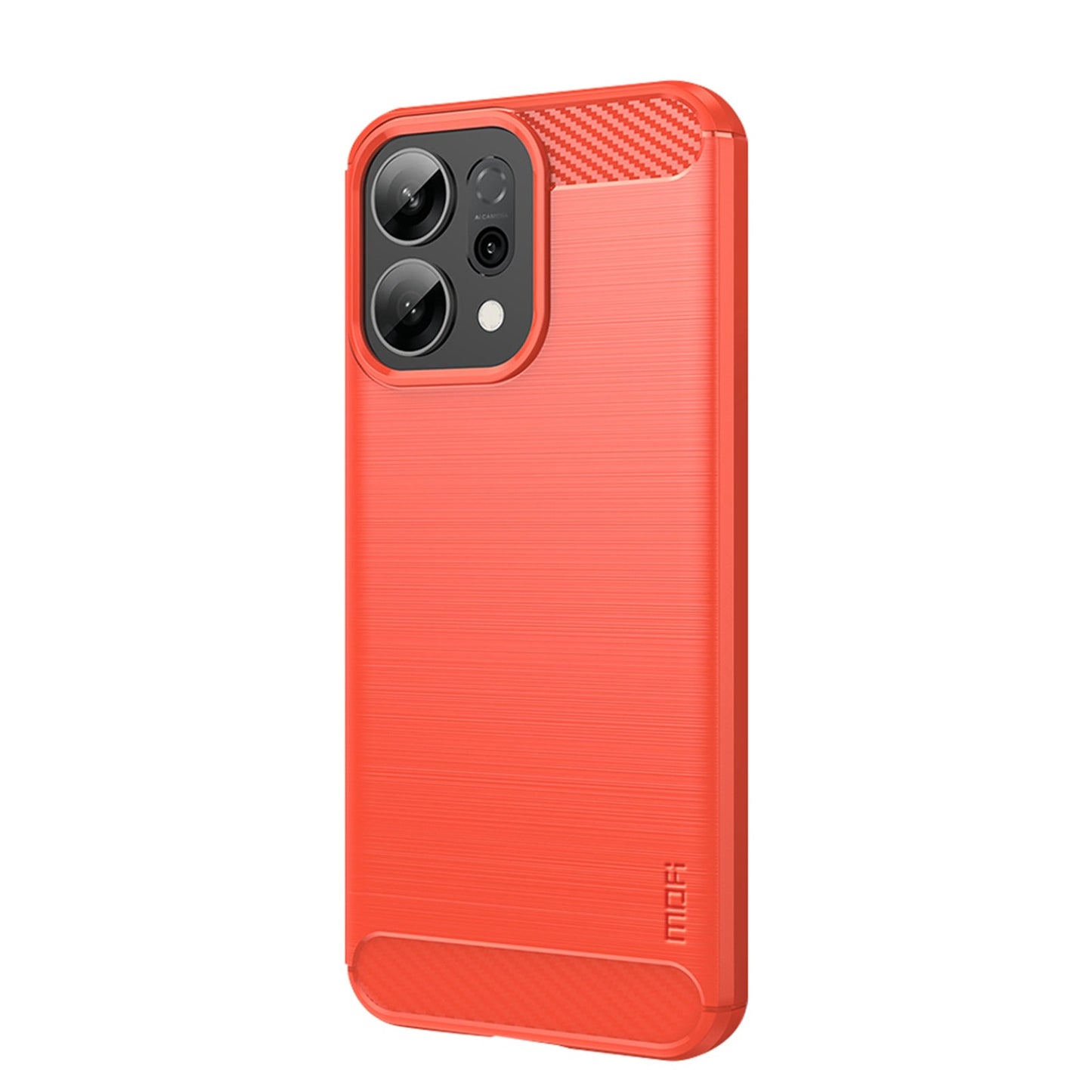 For Oppo Reno14 5G (Global) Back Cover MOFI Brushed Texture Carbon Fiber Soft TPU Case - Red