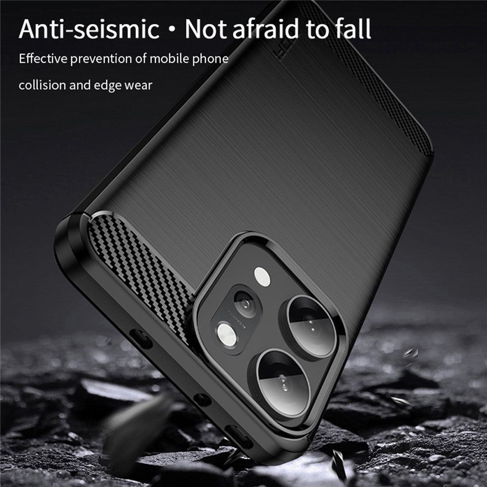 For Oppo Reno14 Pro 5G (Global) Back Cover MOFI Brushed Texture Carbon Fiber Soft TPU Case - Red