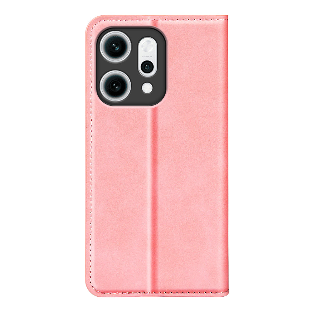 For Oppo Reno14 5G (Global) Case Skin Touch Leather Wallet Phone Cover - Pink