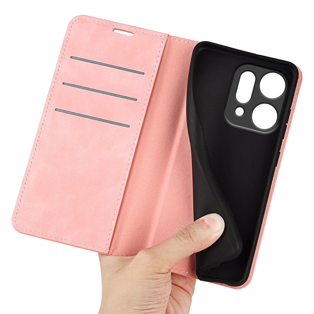 For Oppo Reno14 5G (Global) Case Skin Touch Leather Wallet Phone Cover - Pink