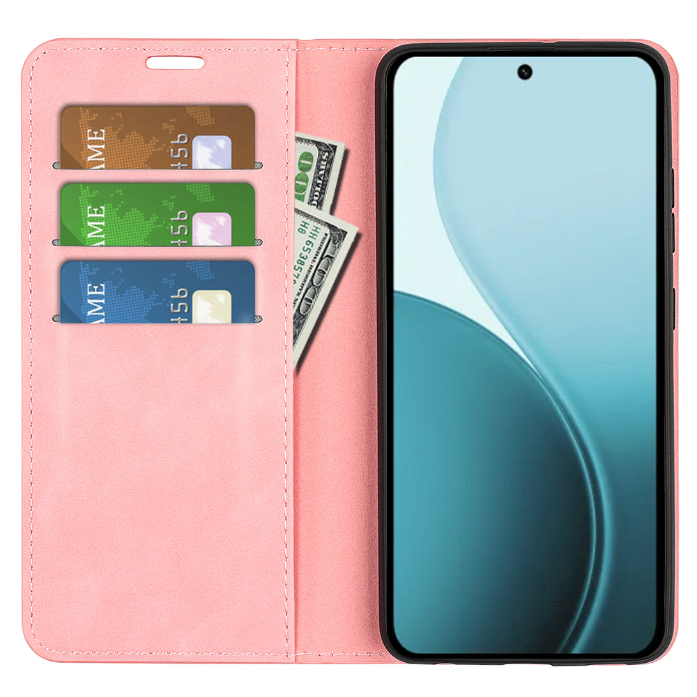 For Oppo Reno14 5G (Global) Case Skin Touch Leather Wallet Phone Cover - Pink