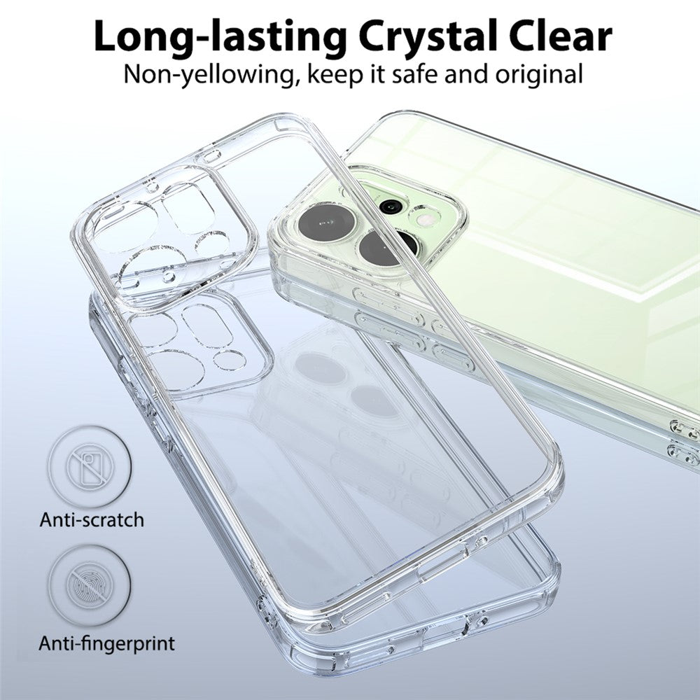 For Oppo Reno14 Pro 5G (Global) Clear Phone Case TPU+Acrylic Shockproof Phone Back Cover - Clear